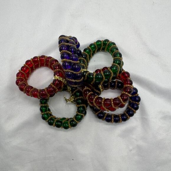 VTG set of 6 glass bead napkin rings - Picture 3 of 5